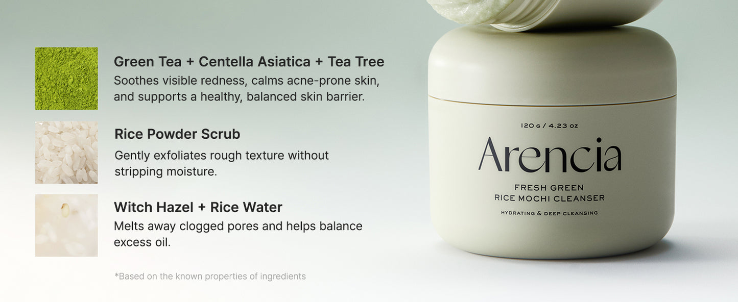 Korean Rice Mochi Face Cleanser β Gentle Face Wash & Scrub with Rice Water & Green Tea