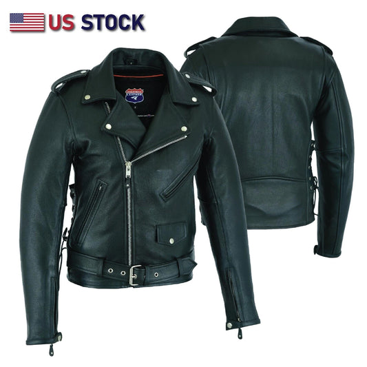 Highway Leather Old School Police Style Motorcycle Leather Jacket 2 Ammo pocket