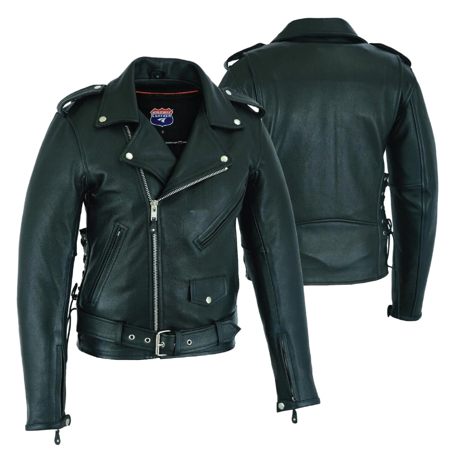 Highway Leather Old School Police Style Motorcycle Leather Jacket 2 Ammo pocket